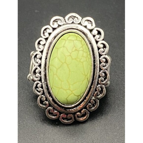 Lot of 4 Stretch Rings Faux Gemstones Pearls  Rhinestone Flower Silver Tone Boho - Picture 4 of 9